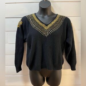 ❣️YVES VENET Black Embellished Wool Sweater – Size 40